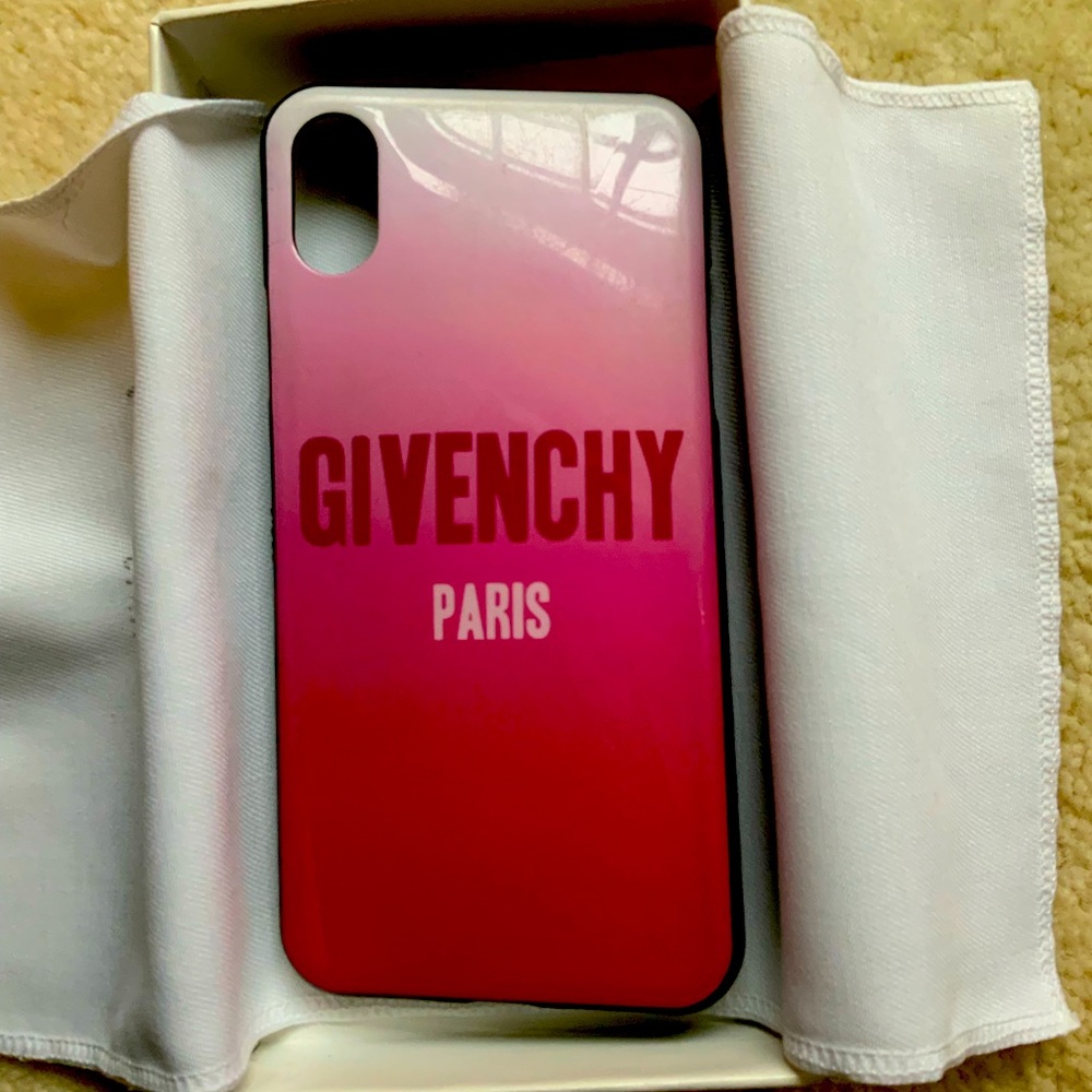 GIVENCHY PINK & BLACK IPHONE X RUBBER CASE HOLDER WITH BOX